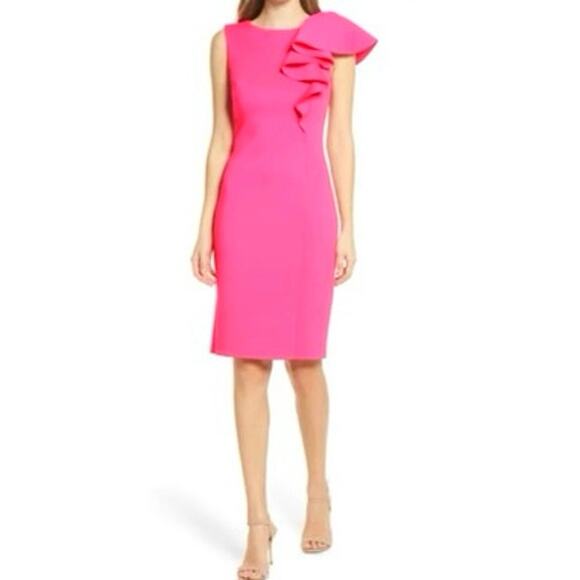 Eliza J Pink Ruffle Sleeve Dress - Picture 1 of 13